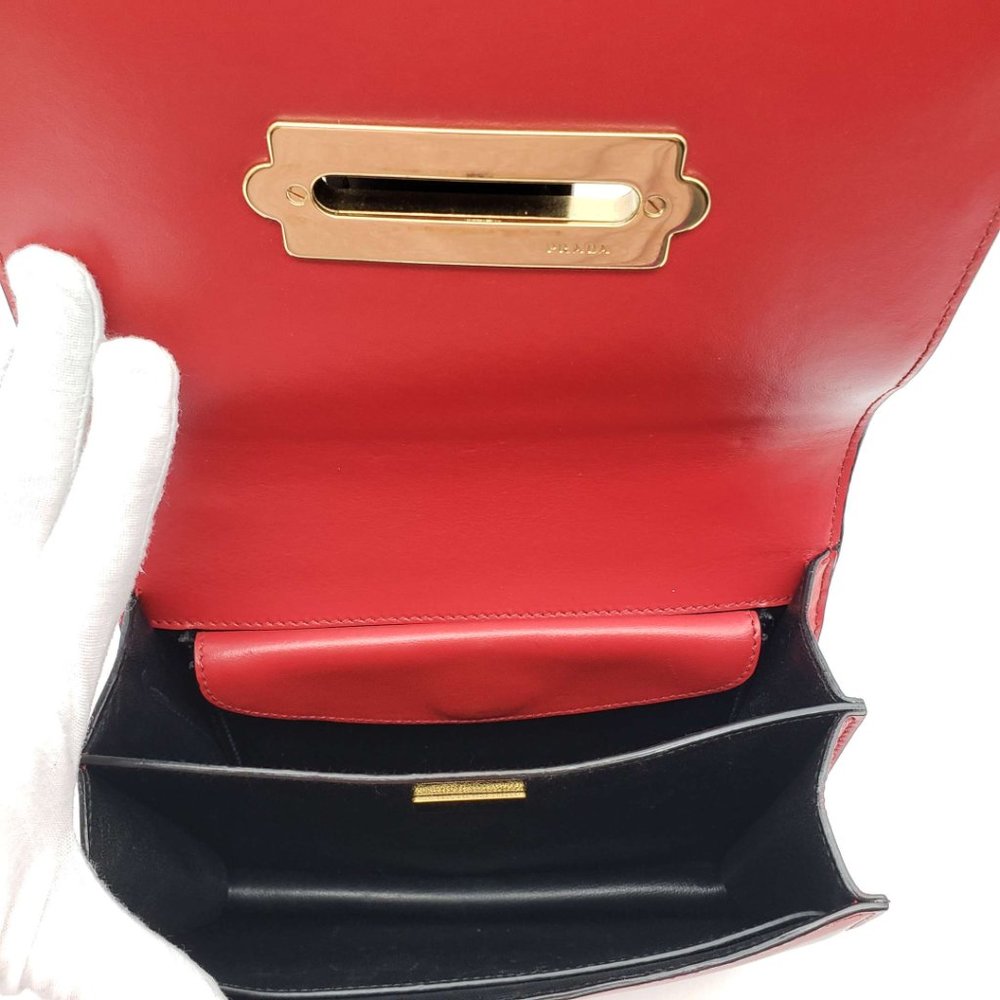 100% Authentic Prada Cahier Leather Red Shoulder Bag - Picture 12 of 14